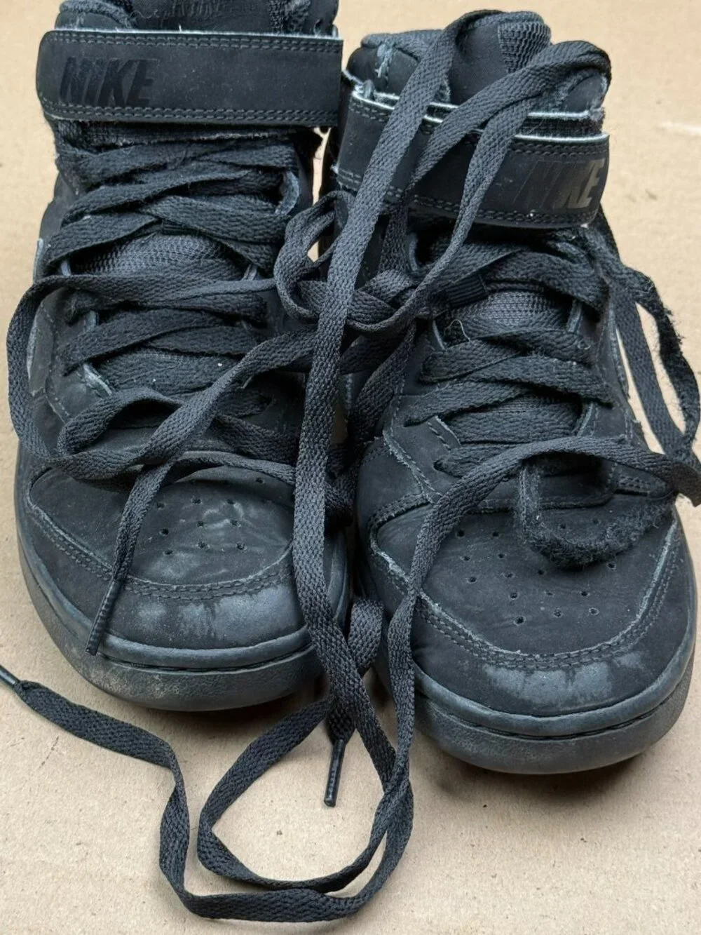 Youth Nike Black High-Top Sneakers - Size 4.5Y with new extra laces damage